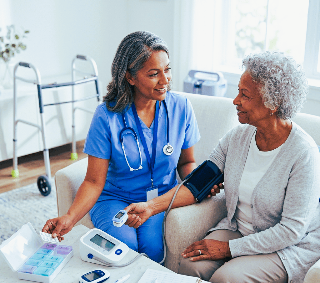 Professional nurses are providing emotional support to old age patient